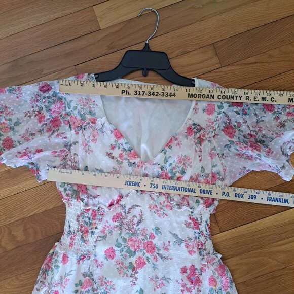 Vintage Laura Ashley Women's Small Knee Length Floral Dress Swiss Dot Baby Doll - Picture 7 of 11